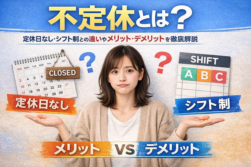 不定休とは？定休日なし・シフト制との違いやメリット・デメリットを徹底解説